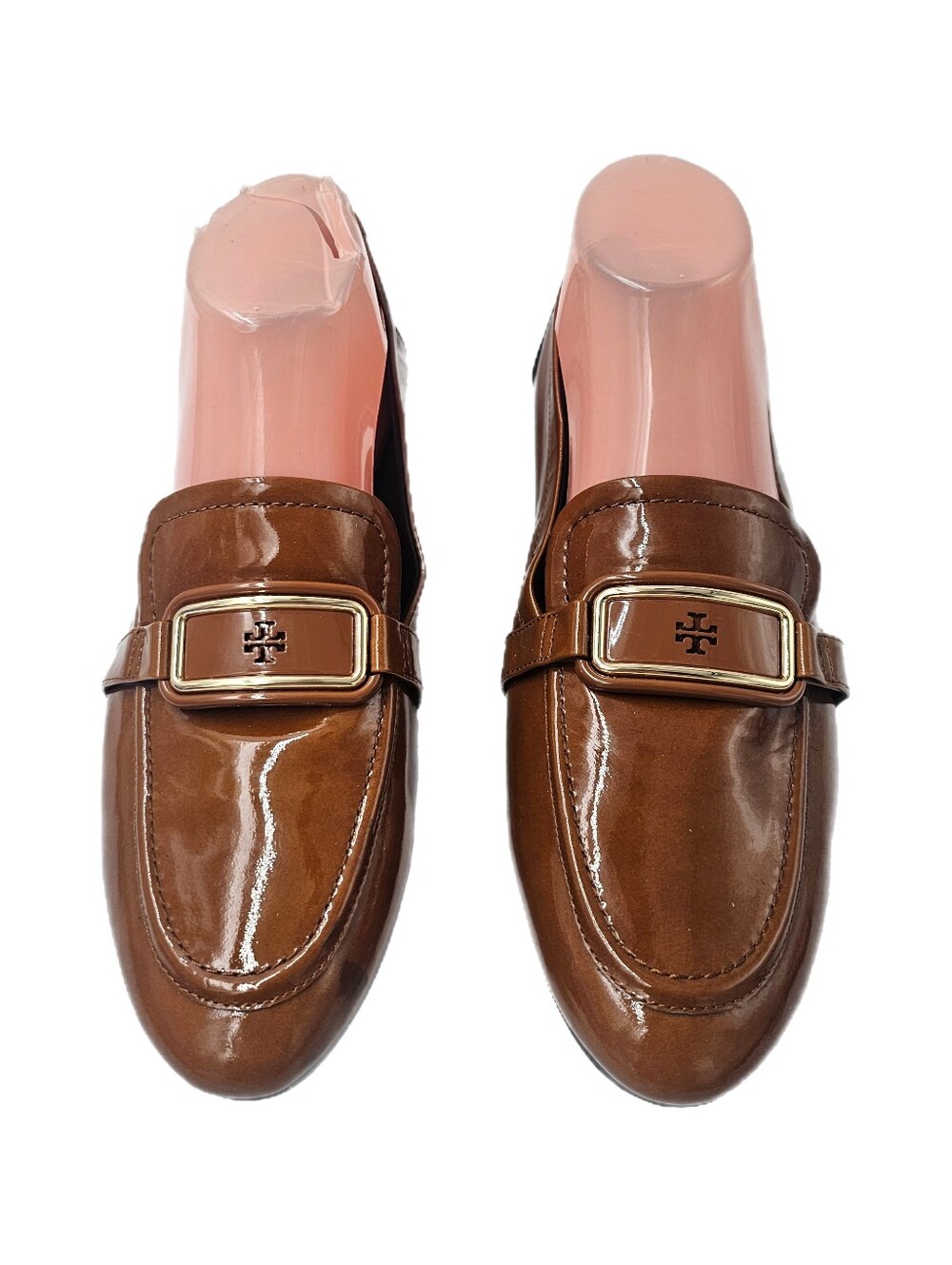 Tory Burch Georgia Tan Patent Leather Buckle Loafers Size 9.5M NWOB